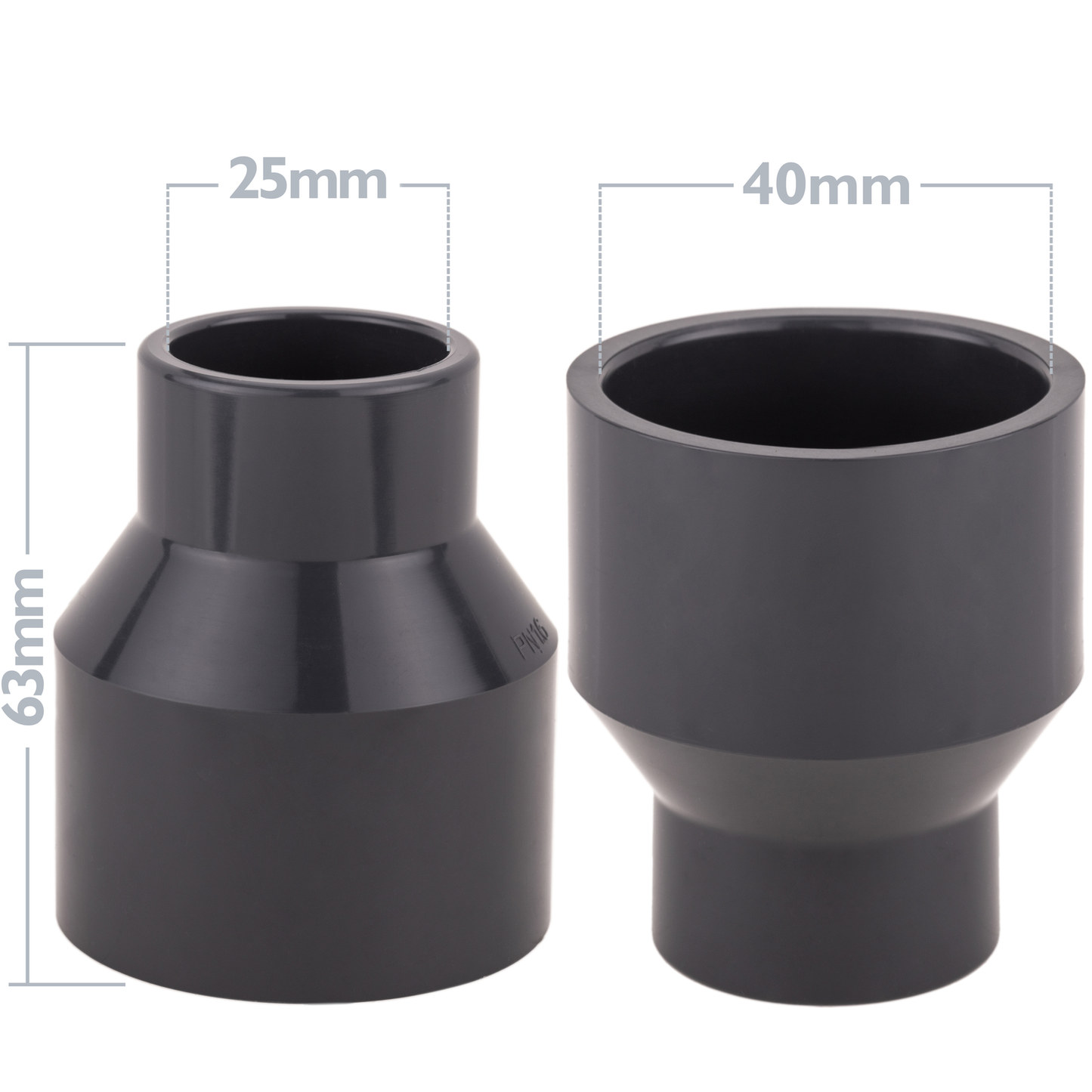 Reducción - Ampliación De Pvc Cónica Concéntrica Ø25-32x40-50mm_1