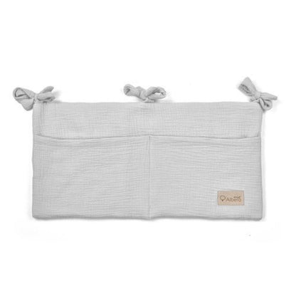 Organizador De Cuna Con Compartimentos Muselina Gris_0