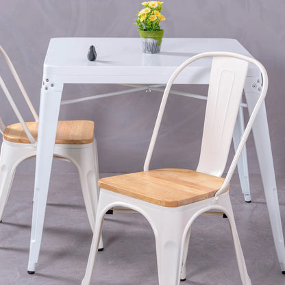 Silla Metálica Con Asiento De Madera De Olmo - Bistro_1