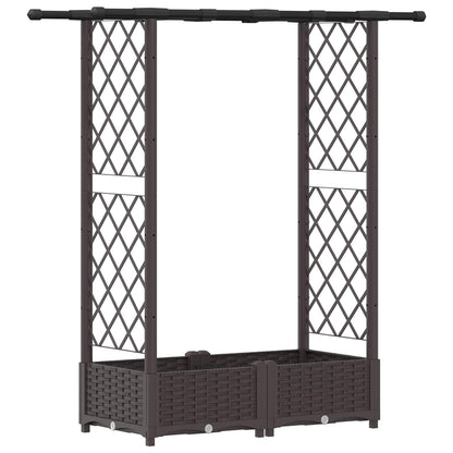 Cama Elevada Con Trellis Y Techo Marrón 122,5 X 40 X 121 Cm Pp_0
