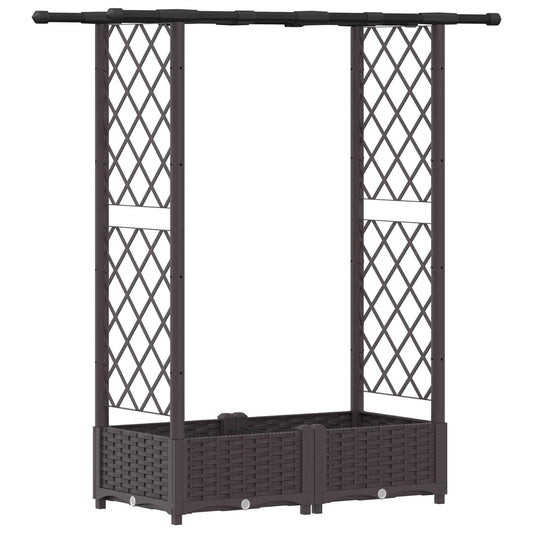 Cama Elevada Con Trellis Y Techo Marrón 122,5 X 40 X 121 Cm Pp_0