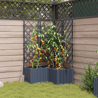 Vidaxl Maceta De Jardín Con Enrejado 3 Pcs Gris 80 X 80 X 143 Cm Pp_2
