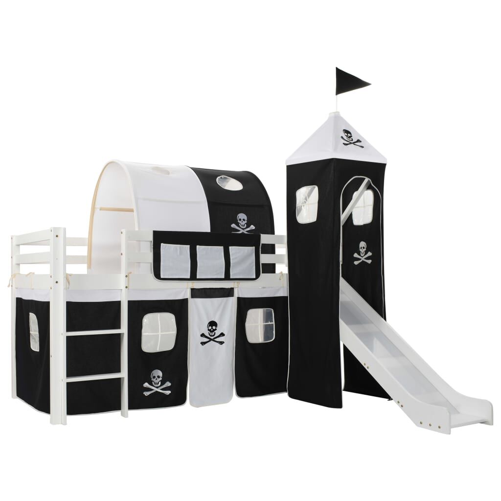 Vidaxl Cama Alta Para Niños Tobogán Y Escalera Madera Pino 97x208 Cm_0