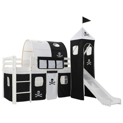Vidaxl Cama Alta Para Niños Tobogán Y Escalera Madera Pino 97x208 Cm_0
