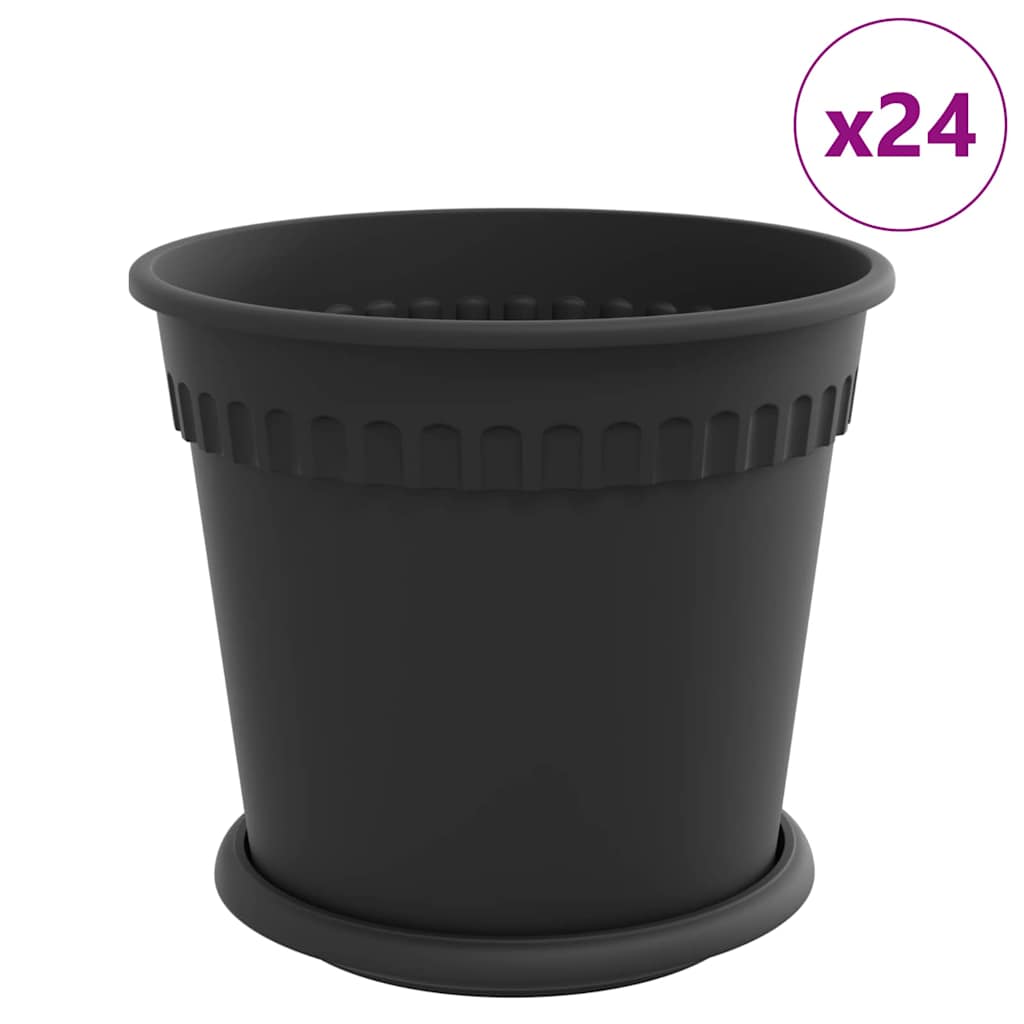 Macetas 24 Uds. Negro Plástico_0
