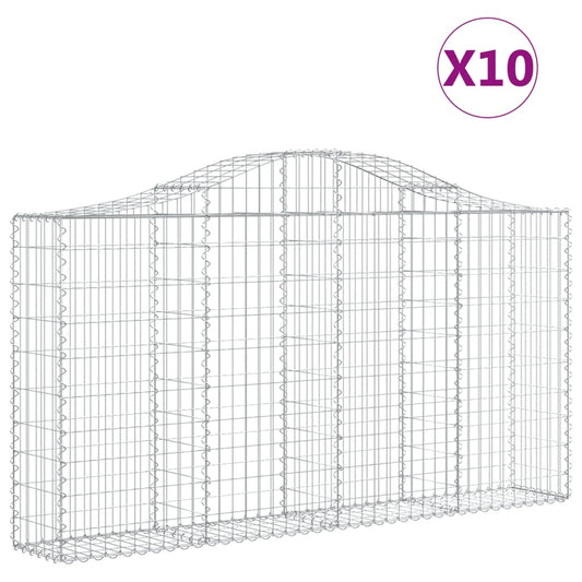 Cestas De Gaviones 10 Uds Forma Arco Hierro 200x30x100/120 Cm_0