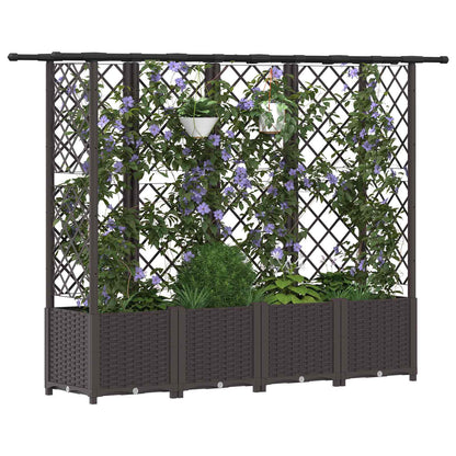 Cama Elevada Con Trellis Y Techo Marrón 202 X 40 X 136 Cm Pp_2