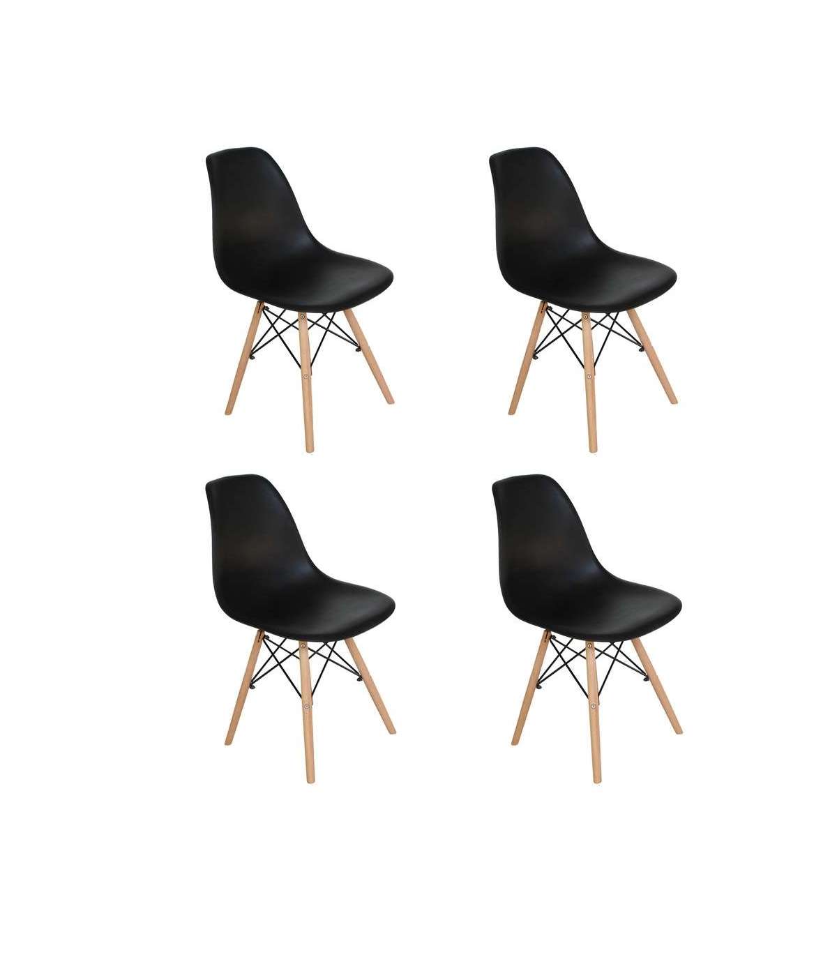 Pack De 4 Sillas Md-velez Acabado En Polipropileno Negro, 83cm(alto) 50.5cm(ancho) 46.5cm(_0