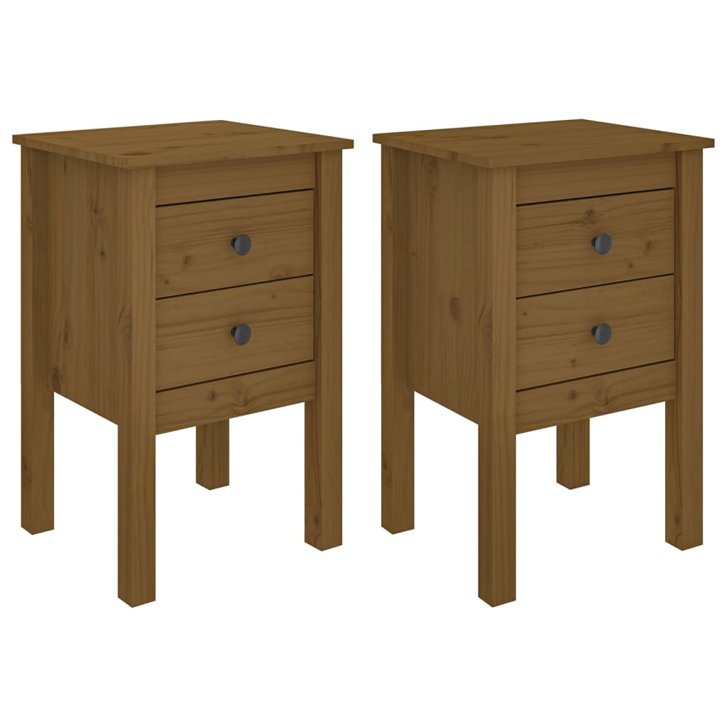 Mesitas De Noche 2 Uds Madera De Pino Marrón Miel 40x35x61,5 Cm_0