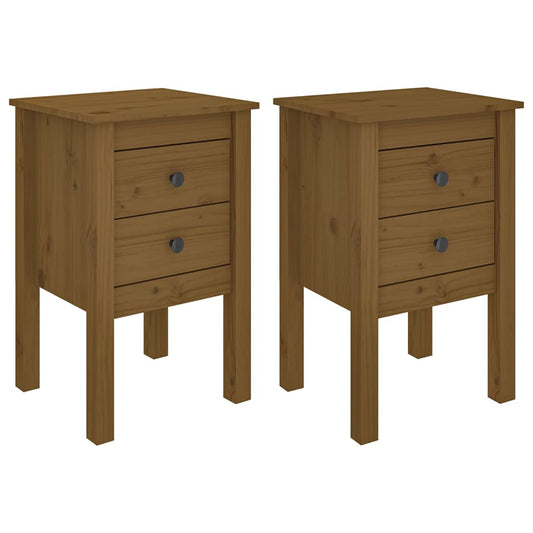 Mesitas De Noche 2 Uds Madera De Pino Marrón Miel 40x35x61,5 Cm_0