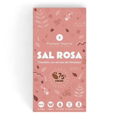 Barra de Chocolate 75% com Sal Rosa dos Himalaias ECO Planeta Huerto 70g
