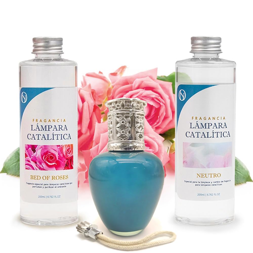 Pack Ahorro Lámpara Catalítica Aqua Marina + Fragancia Bed Of Roses 500ml + Limpiador Neutro 200ml + Mecha De Repuesto_0