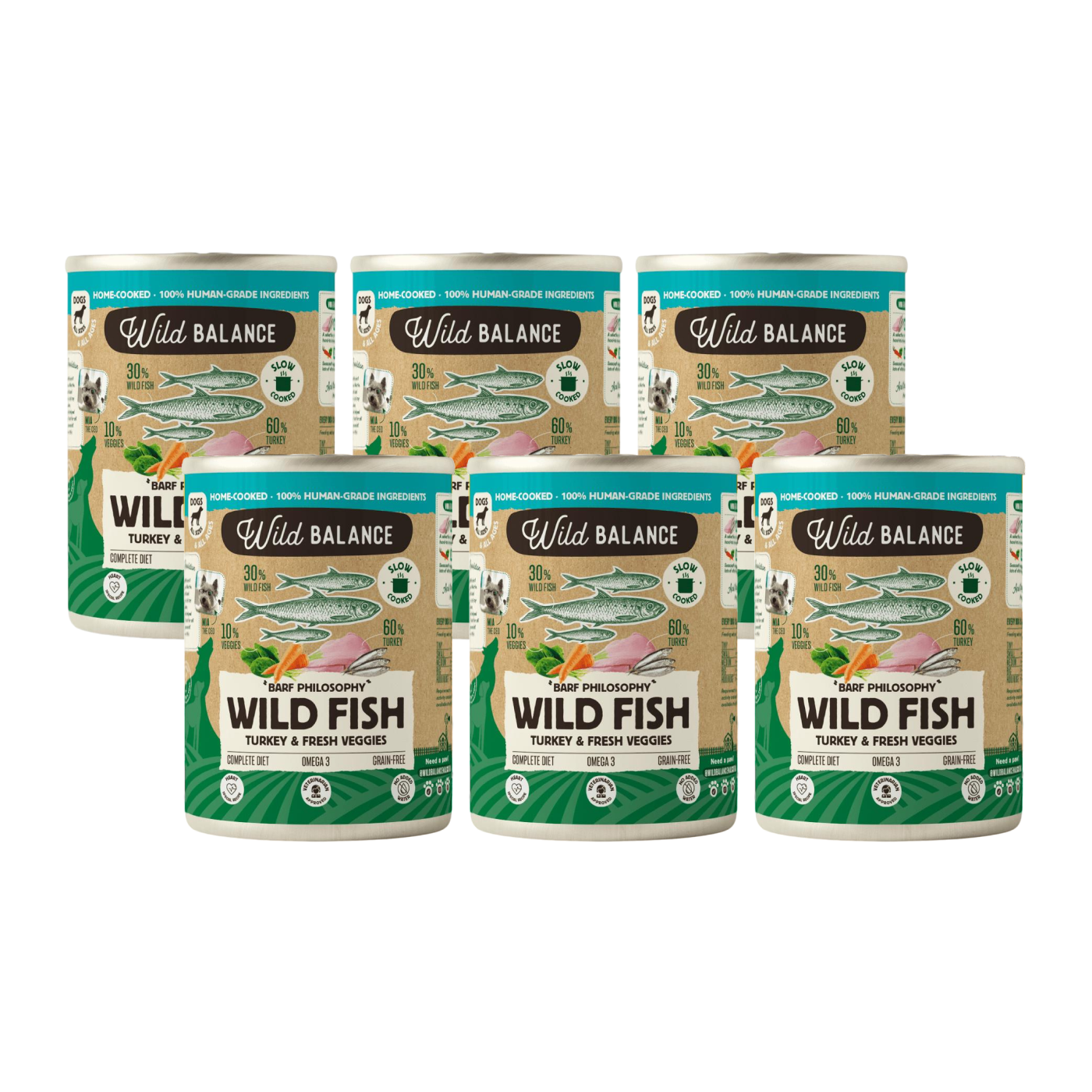 Wild Balance BARF Peixe e Peru em lata para cães 6 x 400 g