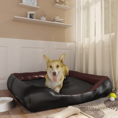 Vidaxl Cama Para Perros De Cuero Sintético Negro Y Marrón 105x80x25 Cm_1