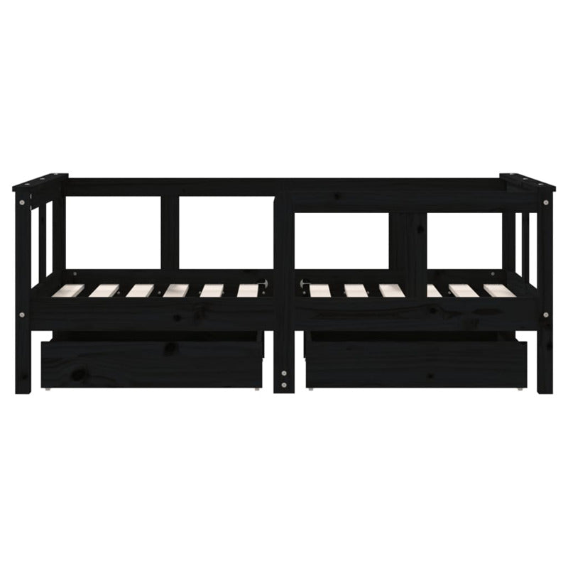 Vidaxl Estructura De Cama Niños Con Cajones Madera Pino Negro 70x140cm_5