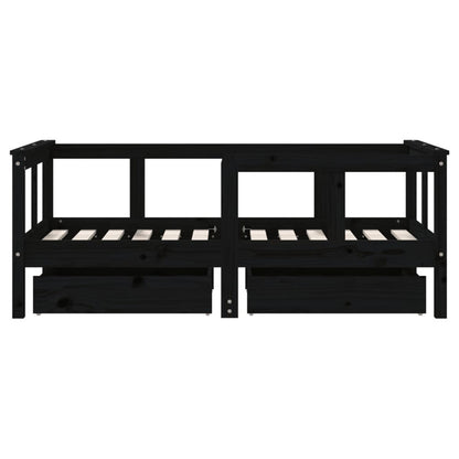 Vidaxl Estructura De Cama Niños Con Cajones Madera Pino Negro 70x140cm_5
