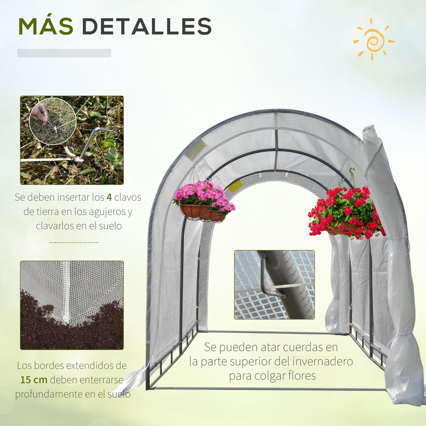 Outsunny Invernaro Jardín 240x180x195 Cm Tipo Túnel Para Cultivo Plantas_5