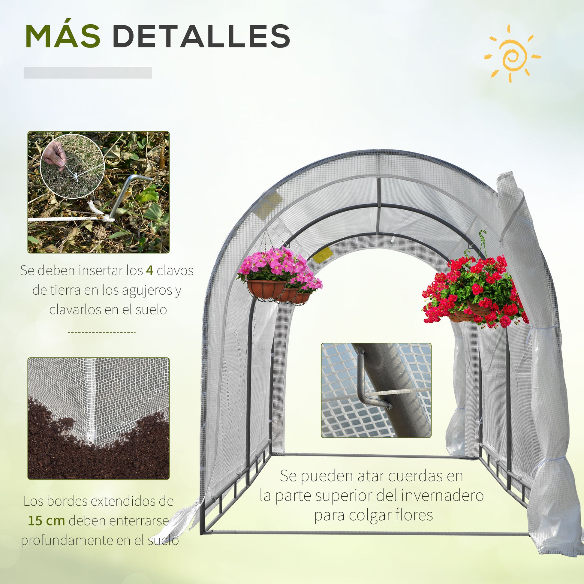Outsunny Invernaro Jardín 240x180x195 Cm Tipo Túnel Para Cultivo Plantas_5