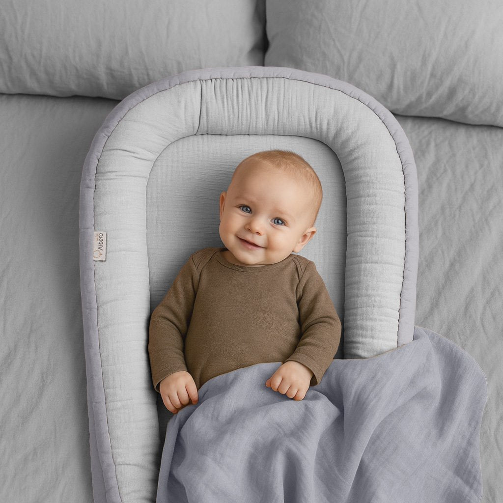 Cuna Nido Colecho Bebe Muselina Gris_3