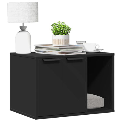 Vidaxl Mueble Arenero De Gatos Madera Ingeniería Negro 60x40x40 Cm_1