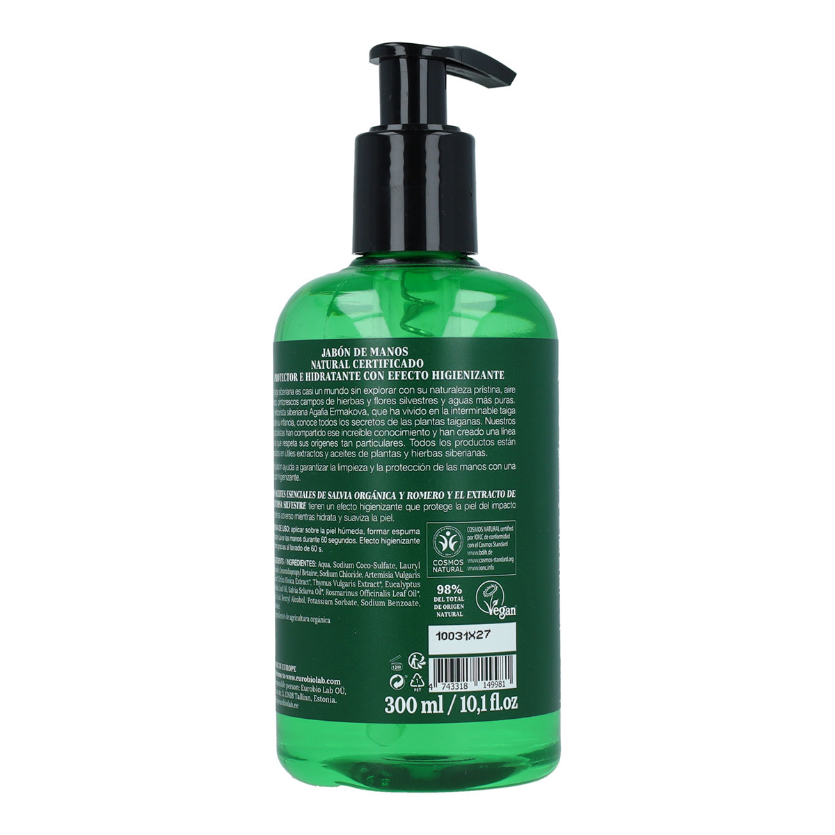 Sabonete líquido de mãos Agafia Natura Siberica, certificado como natural, protetor e hidratante, 300 ml