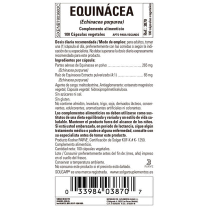 Equinácea, 100 cápsulas de 520 mg