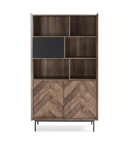 Librería Para Comedor Modelo Cat 2 Puertas 2 Cajones Acabado Roble-negro, 39cm(ancho) 173cm(alto) 98cm (largo)_4
