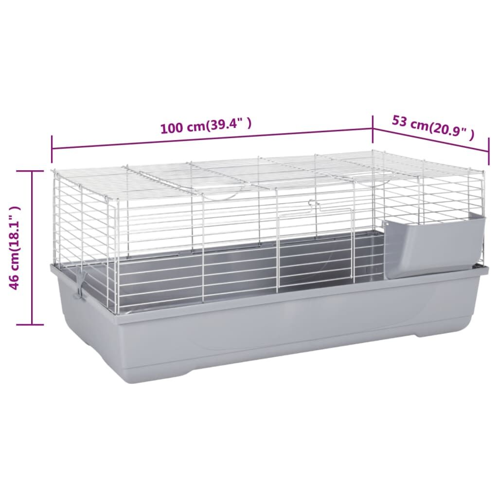 Vidaxl Jaula De Animales Pequeños Polipropileno Metal Gris 100x53x46cm_2