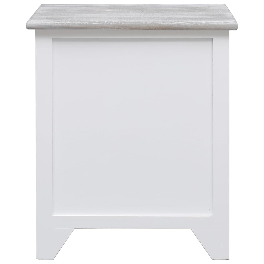 Mesita De Noche Madera De Paulownia Blanco 38x28x45 Cm_2