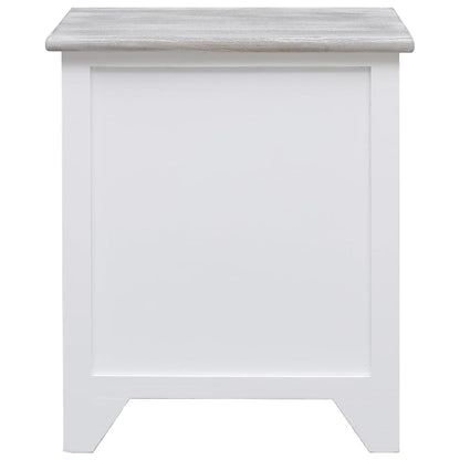 Mesita De Noche Madera De Paulownia Blanco 38x28x45 Cm_2