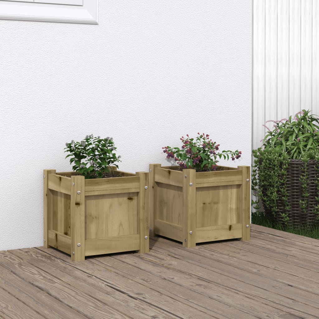 Jardineras De Exterior 2 Unidades Madera Impregnada De Pino_1