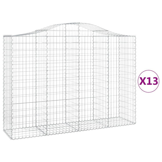 Cestas Gaviones 13 Uds Forma De Arco Hierro 200x50x140/160 Cm_0