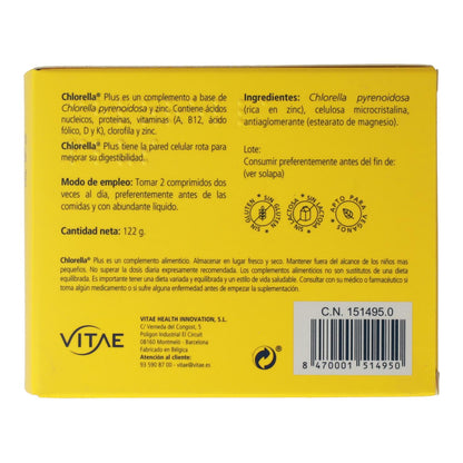 Chlorella Plus Vitae 120 Comprimidos