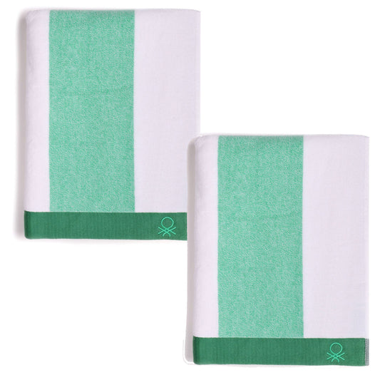 Set 2 Toalla De Playa 90x160cm 450gsm Terry 100%algodon Verde Casa Benetton_0