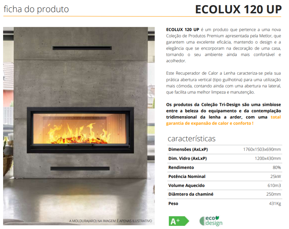 Insertables Con Ventilación A Leña Metlor Modelo Ecolux 120 Up_2