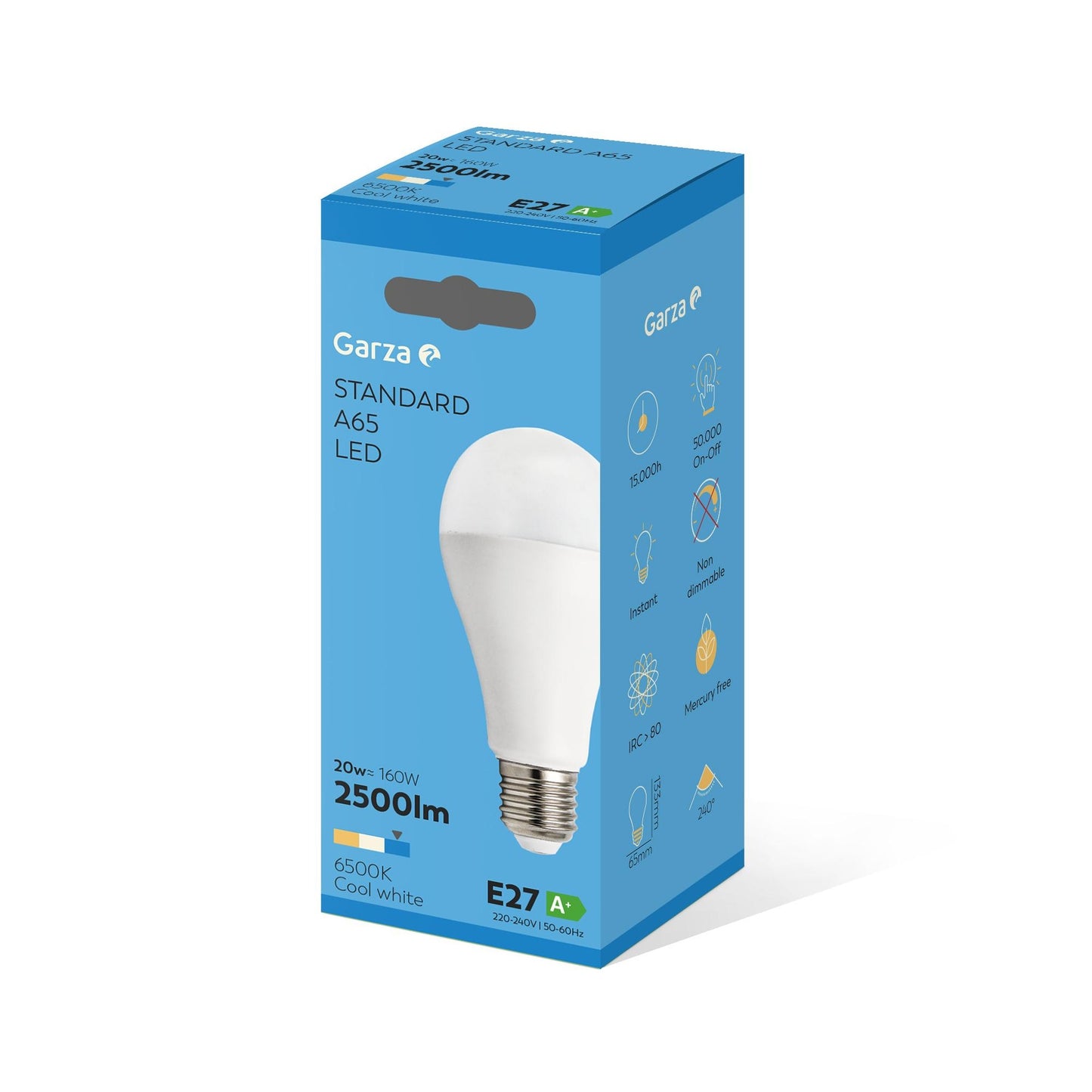 Lâmpada LED padrão 20W casquilho E27 240 graus 2500LM luz fria (6500K) Garza