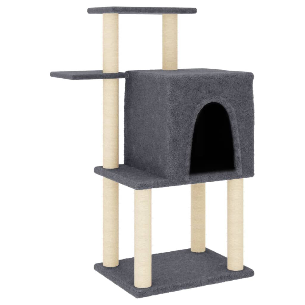 Vidaxl Rascador Para Gatos Con Postes De Sisal Gris Oscuro 97 Cm_0