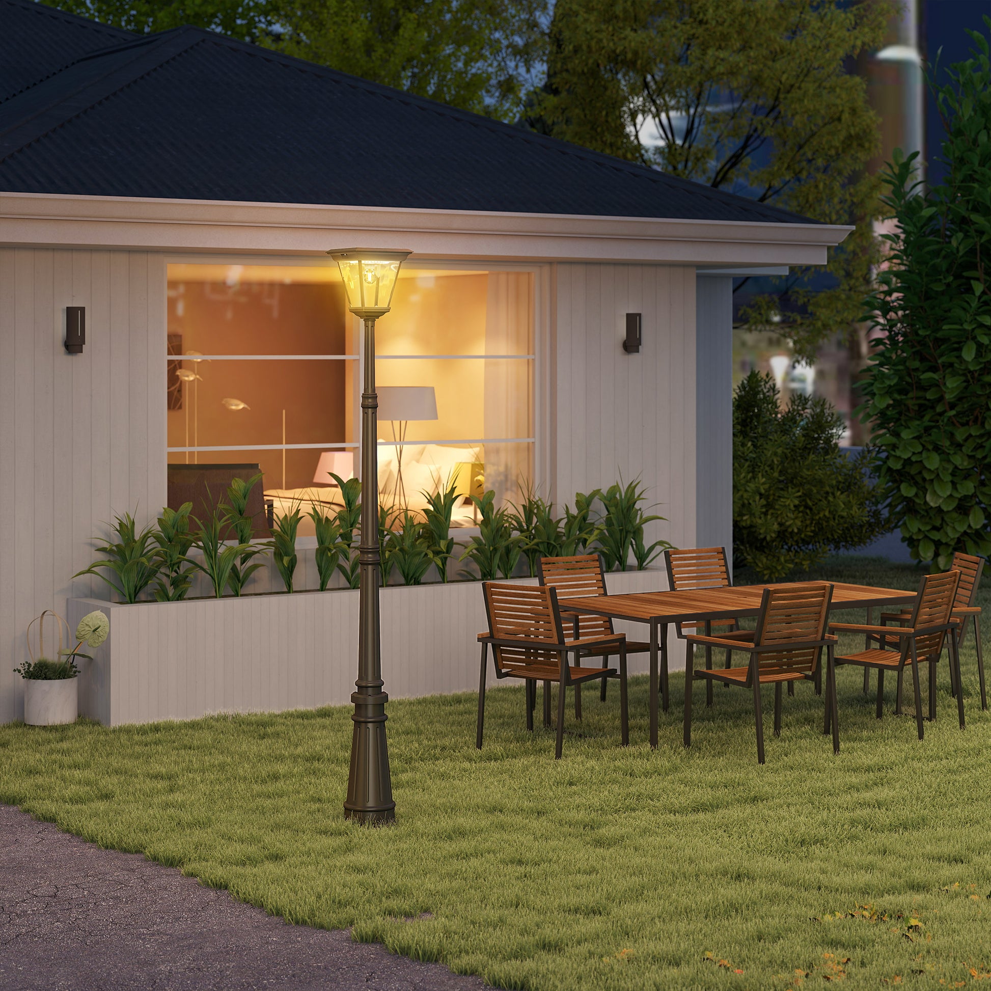 Outsunny Farola Solar Exterior Con Panel Solar Luces Led Sensor De Movimiento_1