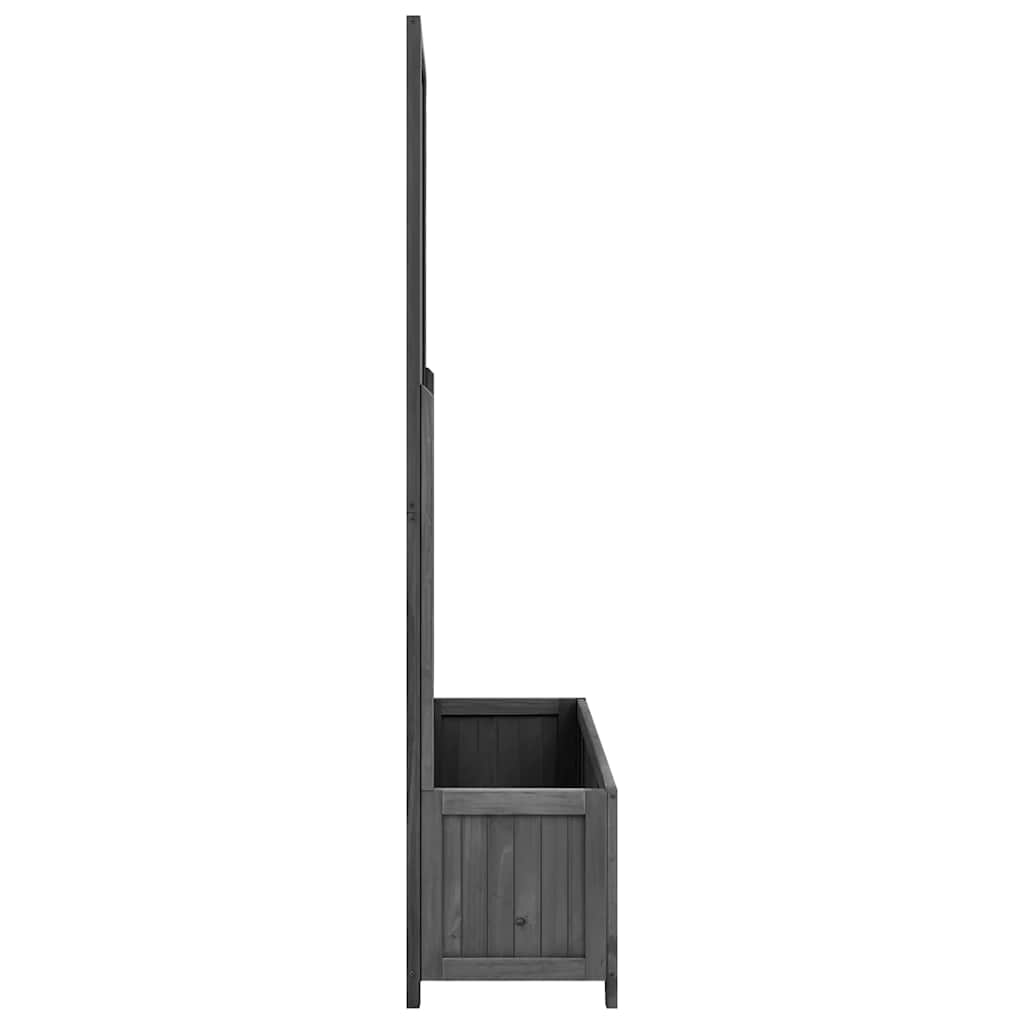 Jardinera Con Enrejado Negro 70x30x135 Cm Madera Maciza De Abeto_2