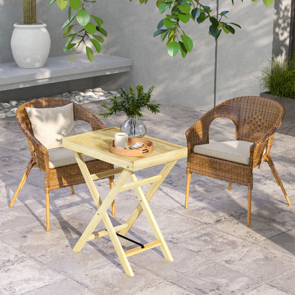Outsunny Mesa De Jardín Rectangular De Madera Carga 40 Kg 68x44x75 Cm Natural_5