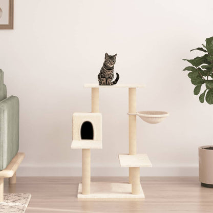 Rascador Para Gatos Con Postes De Sisal Color Crema 82,5 Cm_1