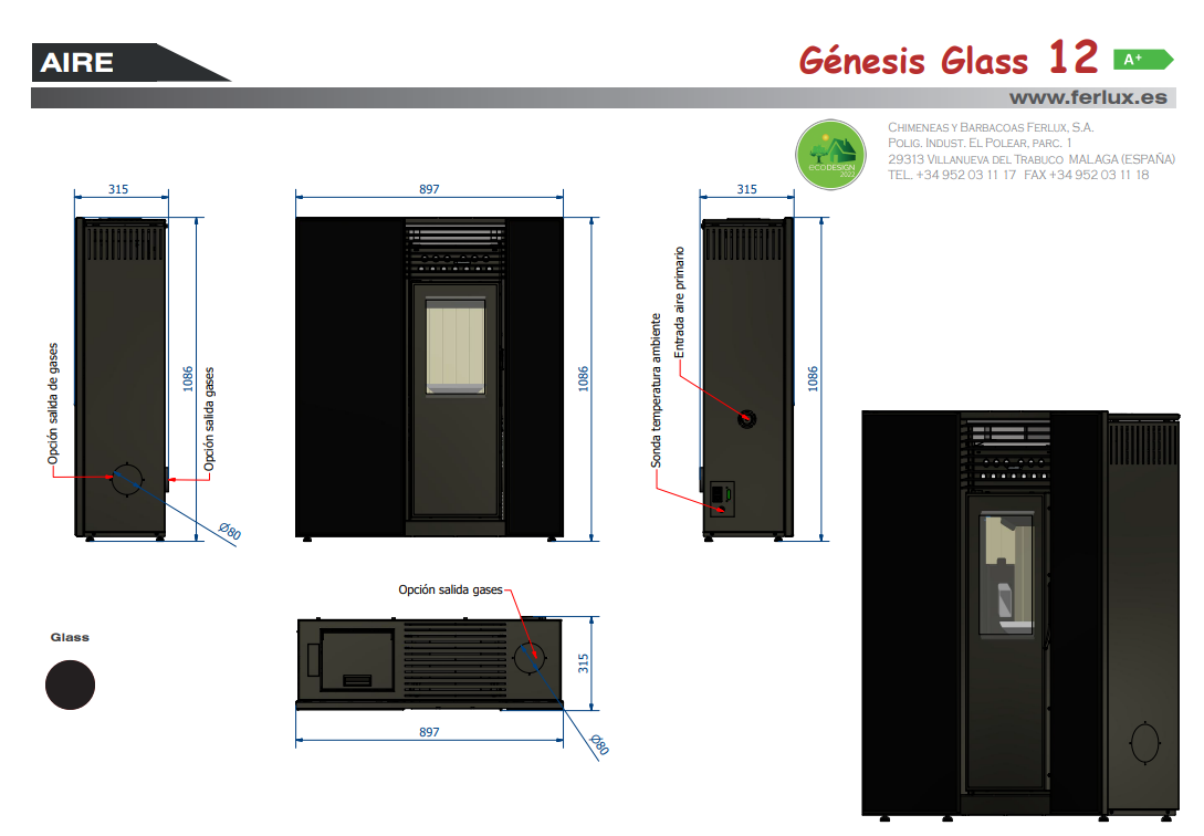 Bricosol Estufa De Pellets Genesis Glass 12 De Ferlux_2