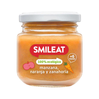 Smileat Maçã, Laranja e Cenoura Biológica Pote +6 Meses, 130g