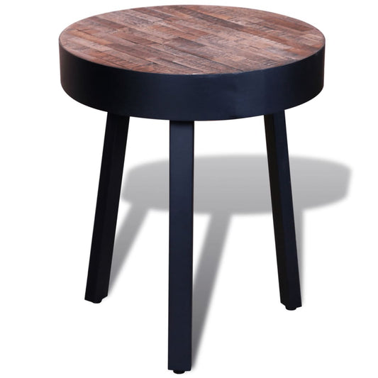 Mesita Redonda De Madera De Teca Reciclada_0