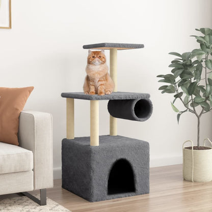 Vidaxl Rascador Para Gatos Con Postes De Sisal Gris Oscuro 109,5 Cm_1