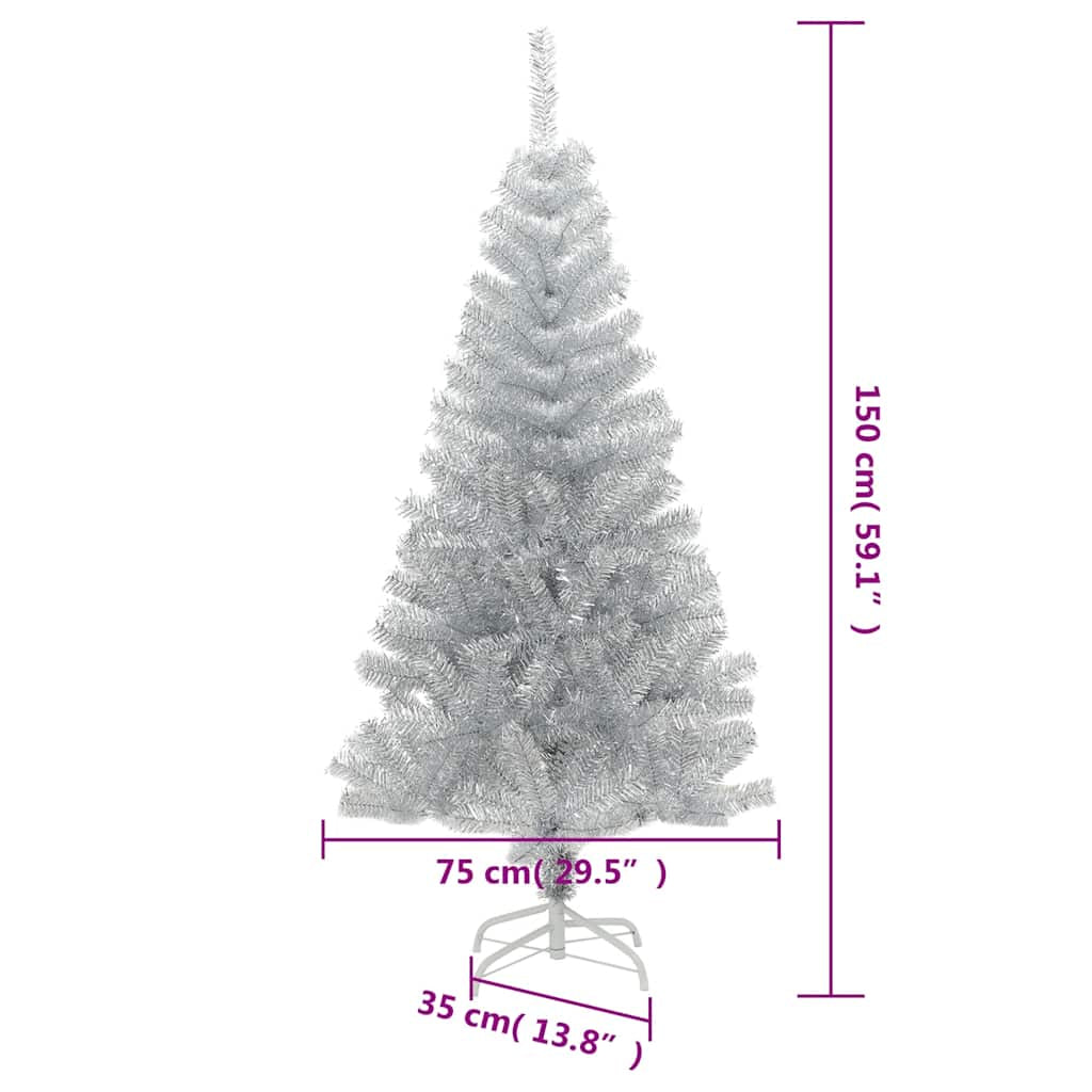 Vidaxl Árbol De Navidad Artificial Con Soporte Pet Plateado 150 Cm_2