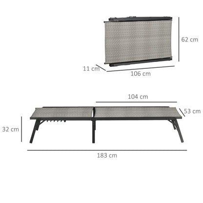 Outsunny Tumbona De Ratán Reclinable Plegable Con Respaldo Ajustable Gris Claro_2