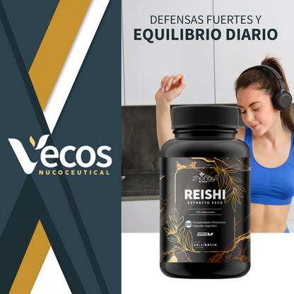 Reishi Extracto 20:1 VECOS (100 cápsulas) | Activa Defensas y bienestar | 50% polisacáridos | 20 veces más concentrado_1