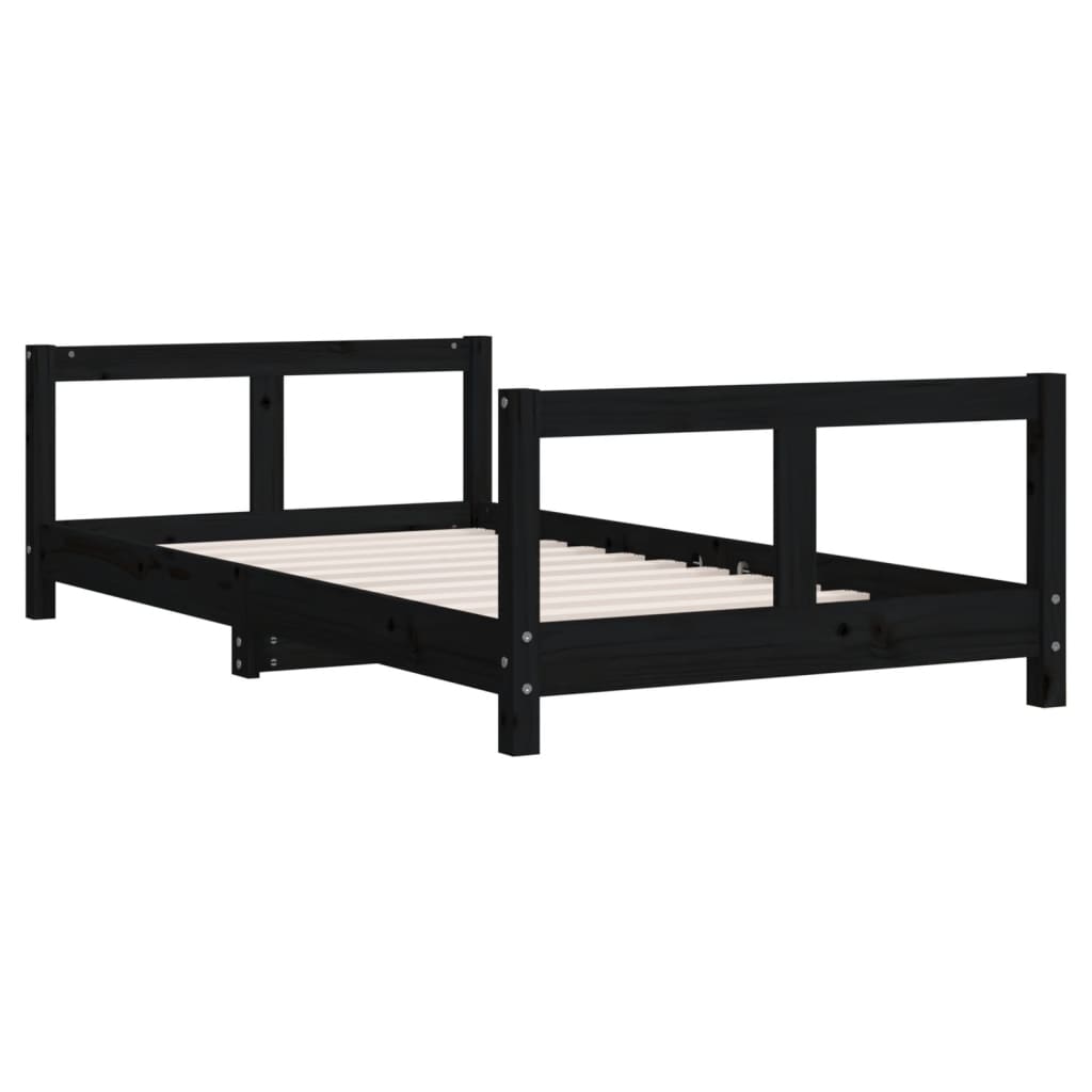 Estructura De Cama Para Niños Madera De Pino Negro 80x160 Cm / Vetonek_2