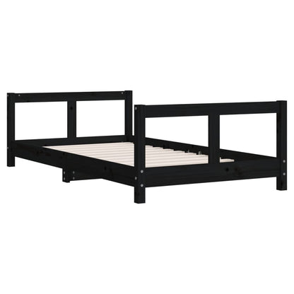 Estructura De Cama Para Niños Madera De Pino Negro 80x160 Cm / Vetonek_2